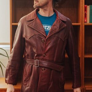 1970’s Distressed Vintage Belted Leather Coat